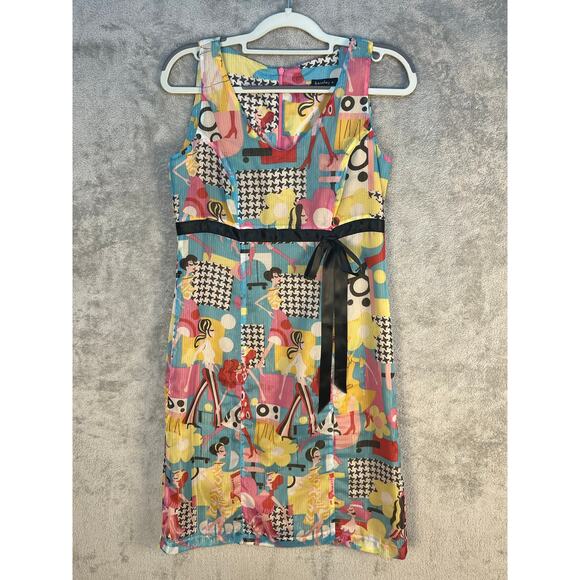 Y2K Bentley A Babydoll Dress Size 0 Chiffon Retro Graphic Ladies Twee Academia - Picture 1 of 8
